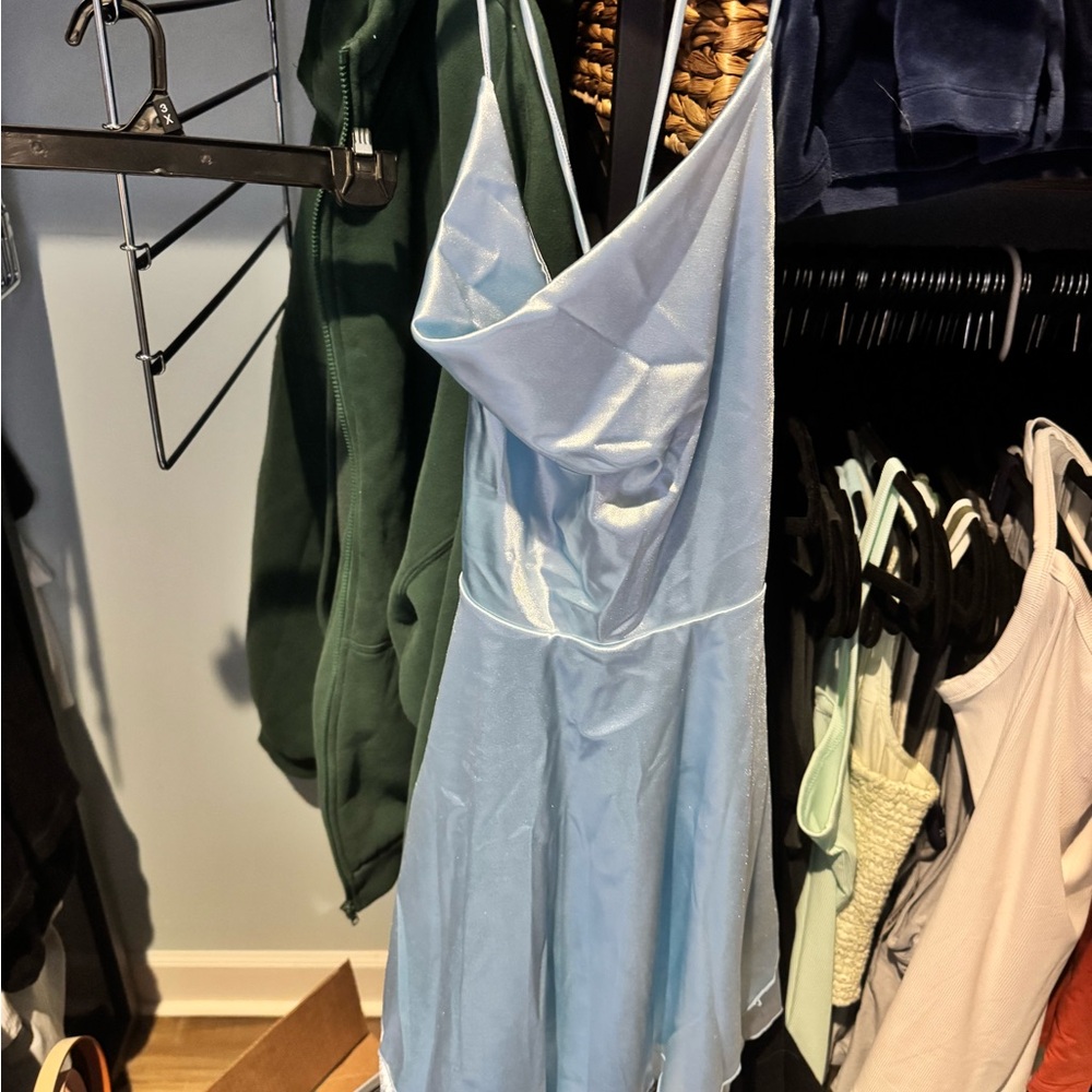Elegant Light Blue Satin Dress